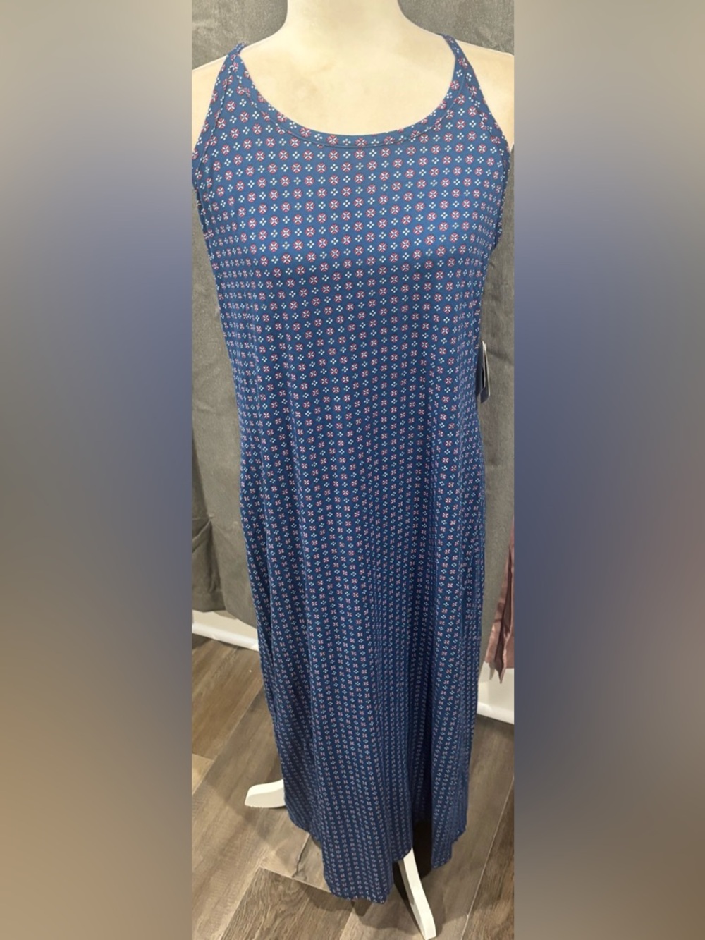 NWT Echo Sleepwear Red, White, & Blue American Foulard Long Tank Nightgown Large